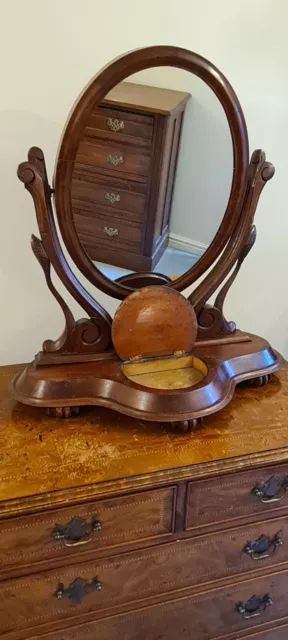 Antique Victorian Mahogany Dressing Table Vanity Swing Mirror with compartment