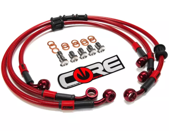 Suzuki Sv650S 2003-2008 Core Moto Front & Rear Brake Line Kit Translucent Red