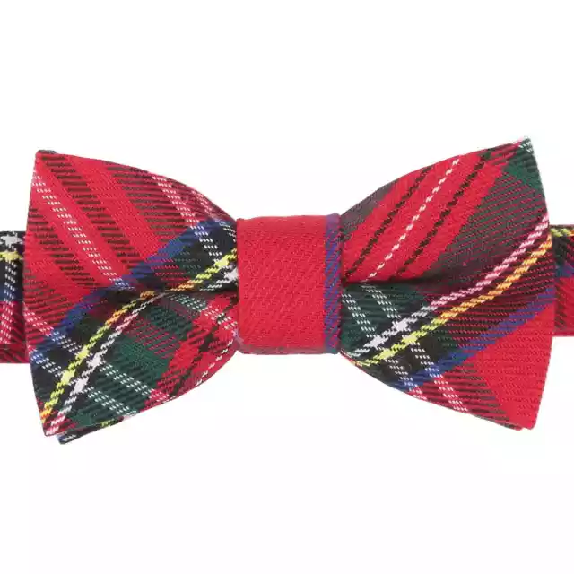 Red Royal Stewart Boys Bow Tie Tartan Plaid Casual Children Bowtie by DQT