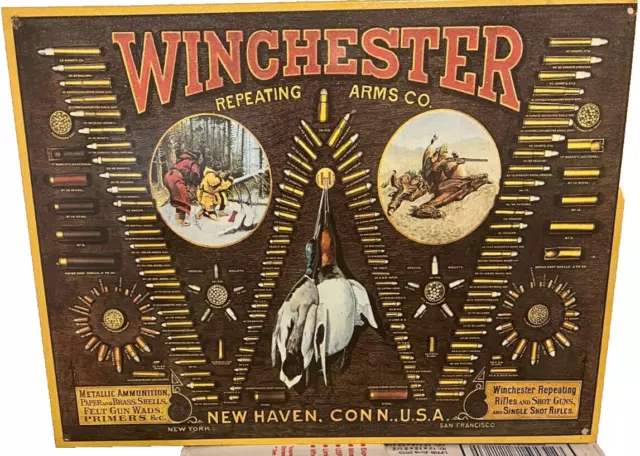 Classic! Vintage "Winchester Repeating Arms Co Bullet Board " Vintage Tin Sign!