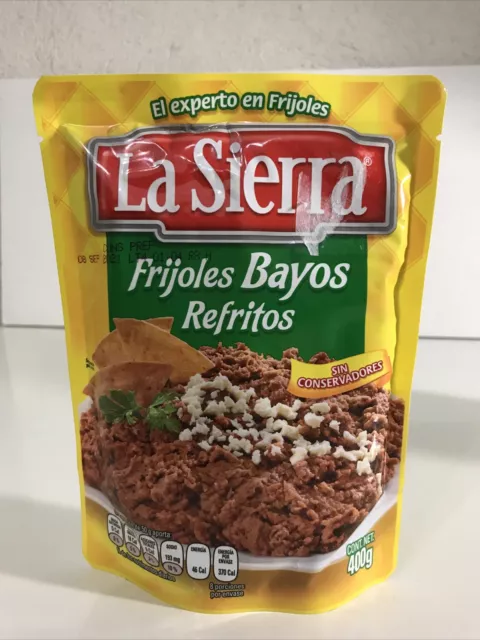 4-Pack La Sierra Frijoles Bayos Ref. 400g/14oz Mexican Refried Bayos Beans