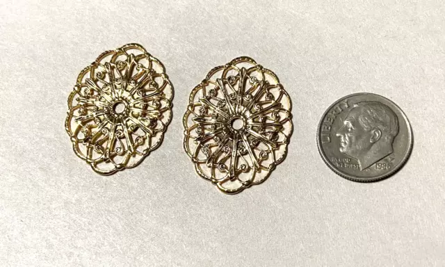 100x Gold Plate Filigree Flower stamping-Jewelry Making Findings Vintage- Lgr