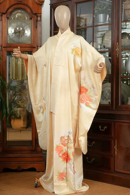 Dear Vanilla Japanese Silk Furisode Kimono Women's Authentic Japan Made Vintage