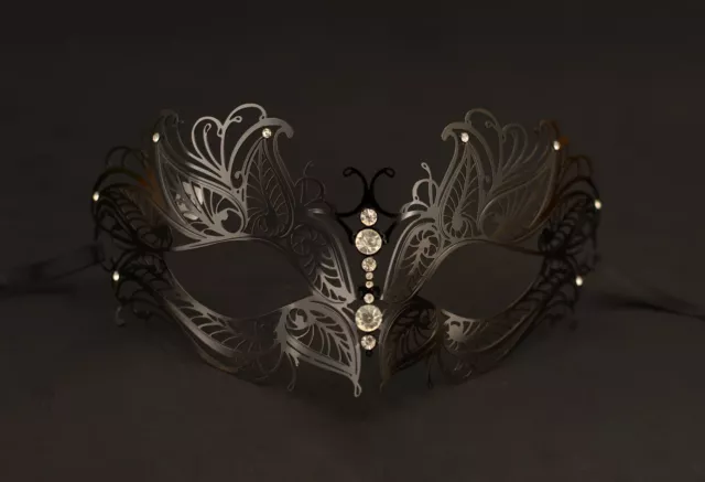 Black Venetian Party Masquerade Masks Butterfly Laser Cut Metal Mask