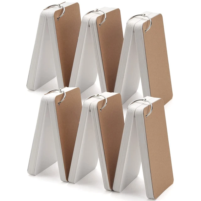 3x5 Blank Index Cards Study Flash cards with Rings, 300PCS Rounded Hole-punch
