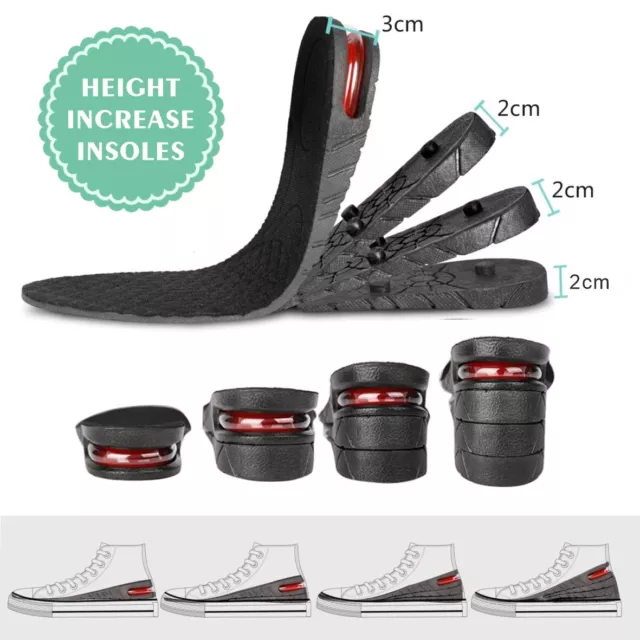 9cm Unisex Shoe Insert Taller Lift Height Up Increase Heel Height Insoles 4layer