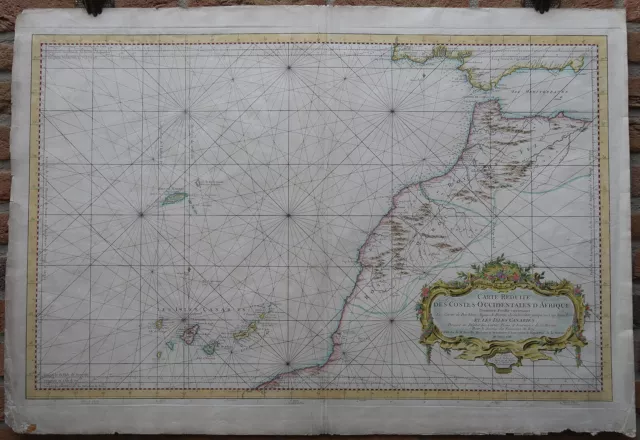 Antique Print-SEA CHART-COAST-MOROCCO-CANARY ISLANDS-SPAIN-Bellin-1753