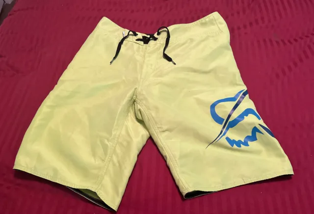 Fox 360 Racing Swim Trunks Board Shorts Men 30 Neon Green Beach Solid