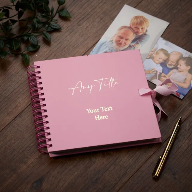 Personalised Any Name and Text Pink Scrapbook Photo album Gold Print WSPR-66