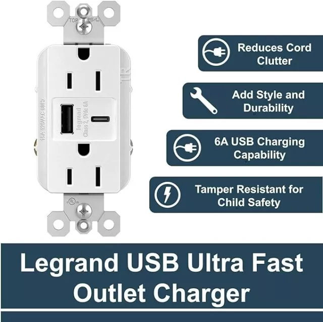 Legrand - Pass & Seymour Outlet with USB Ports - White - Free Shipping - NEW 2