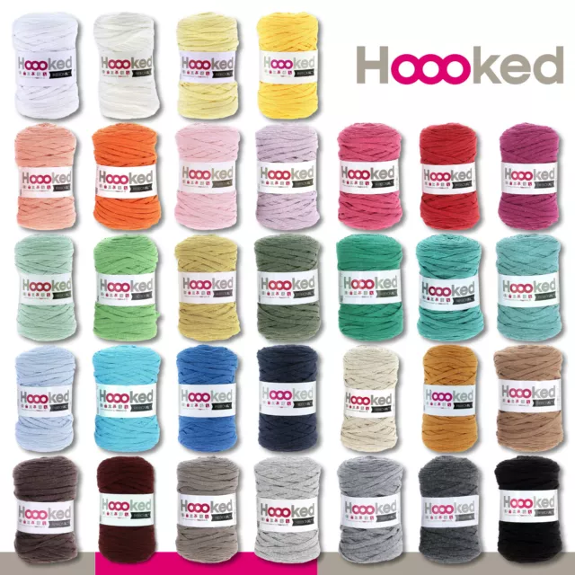 Hoooked 120 m Ribbon XL 100% Recycling Riesen-Textilgarn Bänchengarn 32 Farben