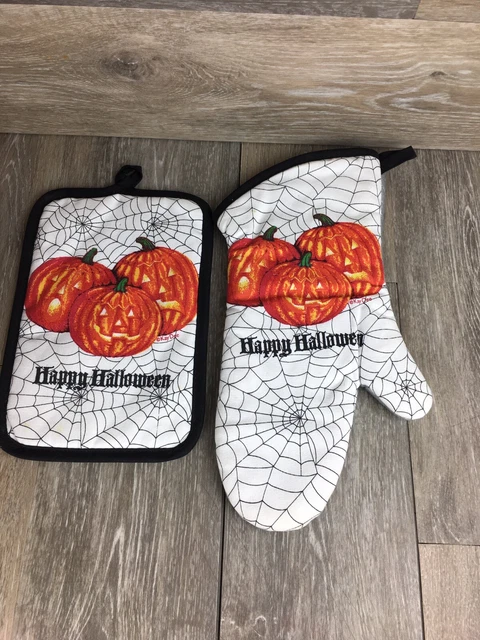 Happy Halloween Horno Mitt & Pot Portador Kay Dee Designs Jack-O-Lantern Calabaza