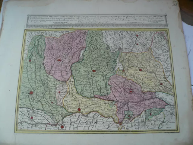 Mantua/Mirandola/Lago di Garda, anno 1770, map, Lotter "Das Hertzogthum Mantova