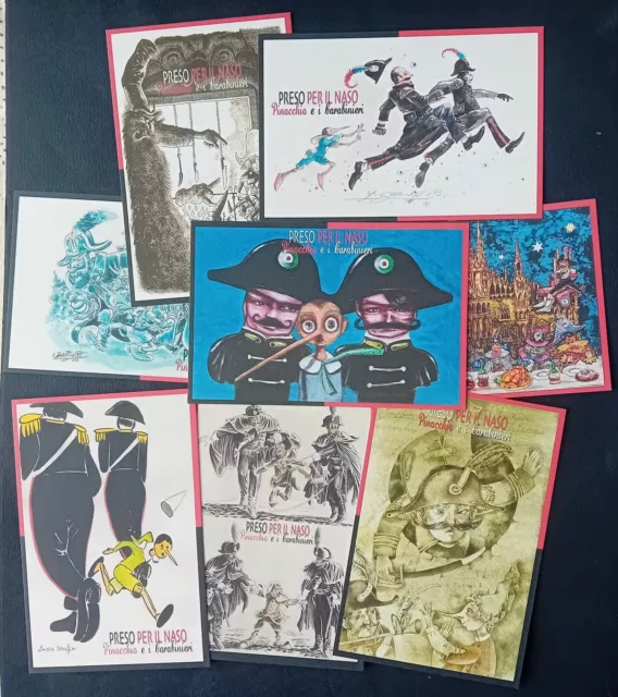 SERIE DI 8 SPLENDIDE CARTOLINE PINOCCHIO e i CARABINIERI