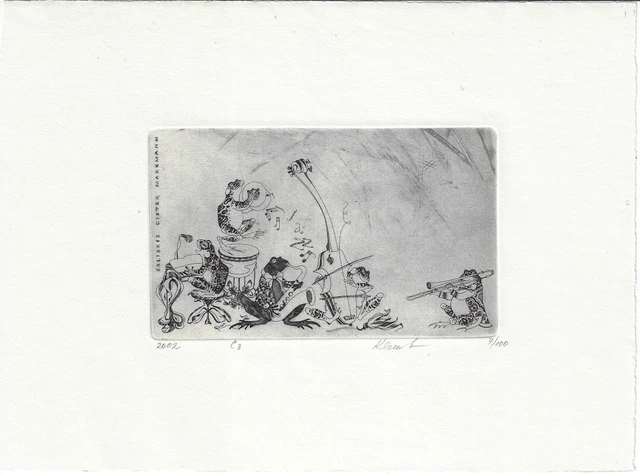OLGA KELEINIKOVA: Exlibris für Dieter Markmann, Froschkonzert