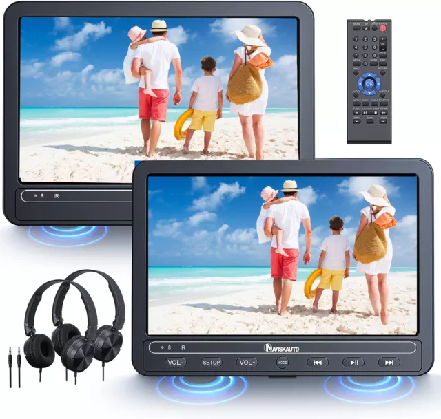 2x10,5" Full HD Auto Monitor DVD Player Kopfstütze Fernseher Für Kinder USB AKKU