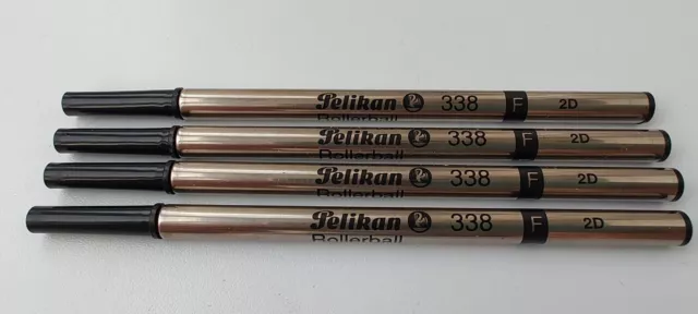 Genuine Pelikan 338 Rollerball Pen Refill, Black Size F 2D Set Of 4 Brand New