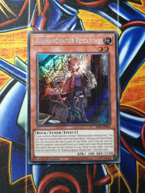 YuGiOh Card: SESL-EN002 Adamancipator Researcher 1st Edition Secret Rare, Mint