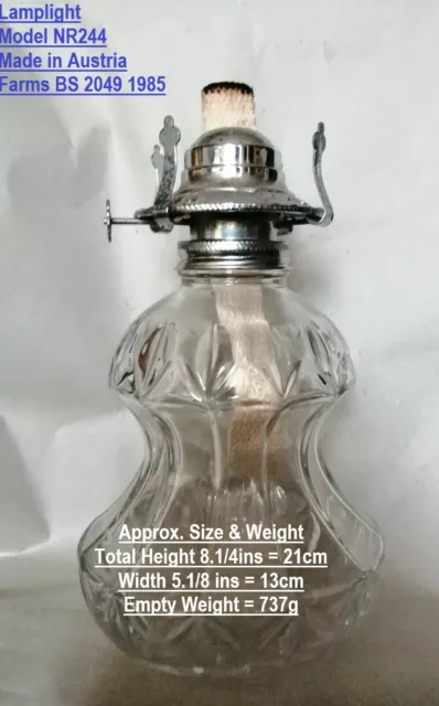 Glass Oil Lamp Base with Queen Ann Burner + New Wick Vintage