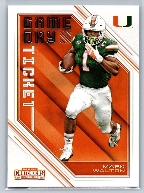 2018 Panini Contenders Draft Picks Game Day Ticket #27 Mark Walton Miami Florida