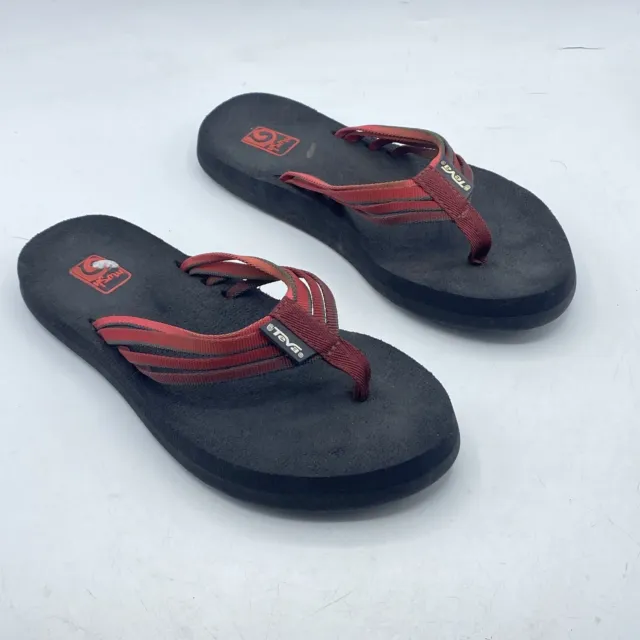 Teva Strappy Flip Flops Size 6 Red Thong Sandals Women's Mush