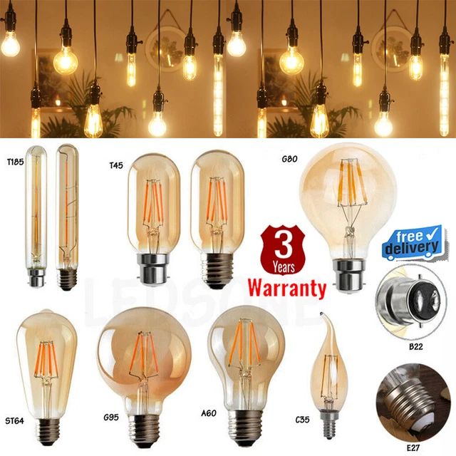 5 x B22/E27 Glühbirnen 4W 8W Bajonett Edison  Vintage Filament Stil Eichhörnchen