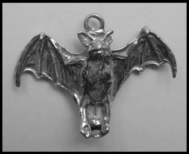 PEWTER CHARM #133 BAT with open wings 2 bails joiner double sided (35mm x 33mm)