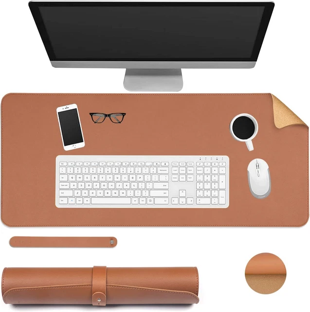 Sous-Main Bureau 80x40 Cm En PU Imperméable - Réversible Rouge/Noir - Antidérapant Et Facile à Nettoyer