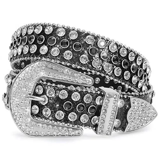 Rhinestone Western Cowgirl Bling Studded Design Suede Leather Belt