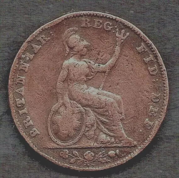 1839 Early VICTORIAN Large Copper Farthing . Dot after DEF instead of Colon.