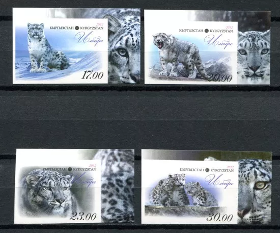 Kirgisien Kyrgyzstan 2012 Schnee-Leopard Wildkatzen 717-720 Ungezähnt Imperf MNH