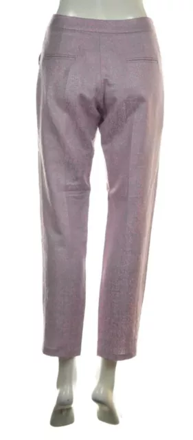 Topshop Womens Pants Size 8 Purple Metallic Straight Leg Cropped Dress Slacks 2
