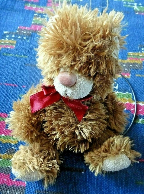 Fb2/ Doudou Peluche Ours Marron Beige Mumbles Abeille 16 Cm Noeud Rouge  Tbe