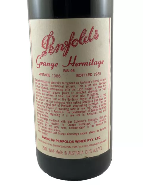 PENFOLDS GRANGE HERMITAGE 1986, One of the best vintages to date, RRP $1300 PLUS 2