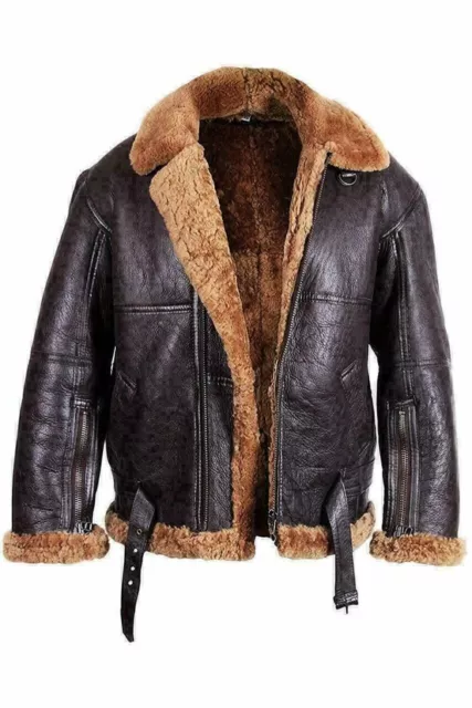 Giacca da uomo RAF B3 Bomber Aviator in pelle pelle pelle di pecora cappotto volante-5XL