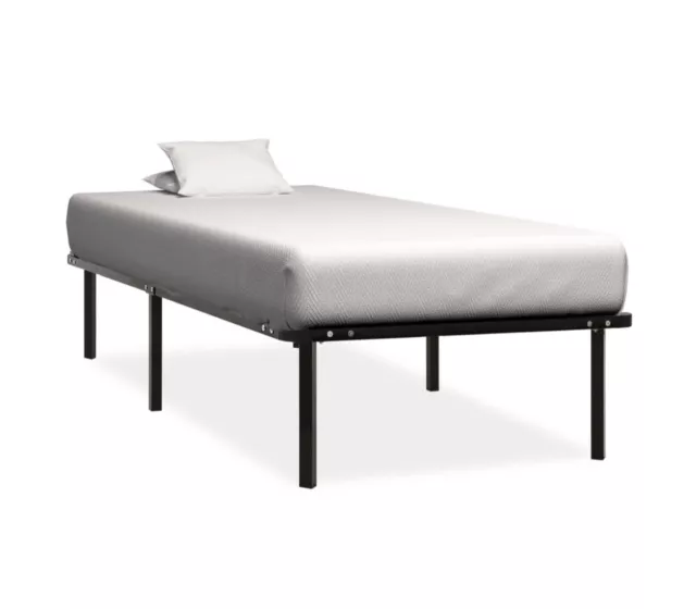 Bettgestell 90x200 cm aus Metall Schwarz Bettrahmen Gästebett  Lattenrost modern