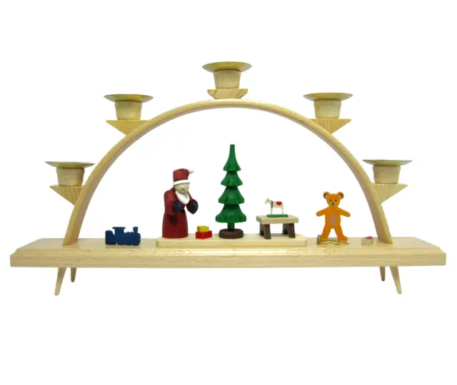 Richard Glasser Wood Folk Art 5 Candle Christmas Arch Santa Tree & Toys Germany