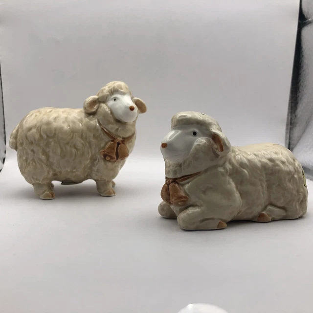 VINTAGE 1983 Otagiri Japan Sheep Lamb Bells Salt & Pepper Shakers Country Farm