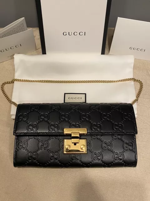 Gucci Padlock Leather Chain Wallet Continental 453506 GG Ladies 2