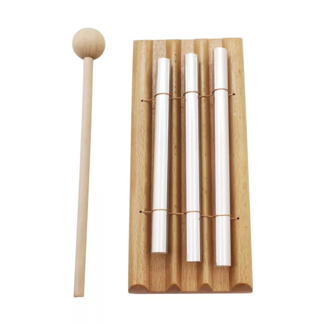 Wooden Hand-held Chimes Pure Tone Trio Hand Chime with Mallet for Sound Therapy