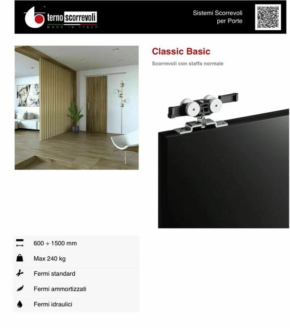 Kit Binario Per Porta Scorrevole AERREGI - 180cm, Portata 80kg, Colore Argento