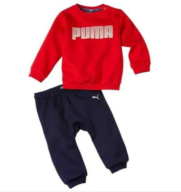 PUMA INFANT BOYS TRACKSUIT MINICATS CREW BABY JOGSET RED TODDLER 2-3 Years