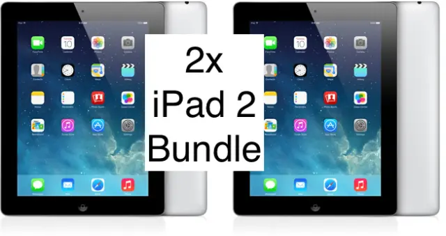 2x Apple iPad 2 16GB, Wi-Fi, 9.7in Black - Bundle with USB - IOS 9  UNSUPPORTED!
