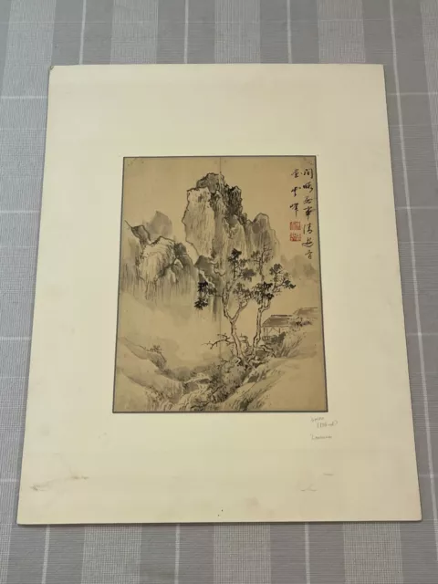 Antique Chinese Signed Watercolor Painting Attached on Cardboard