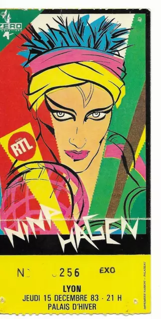 Rare / Ticket Billet De Concert - Nina Hagen : Live A Lyon ( France ) 1983 Place