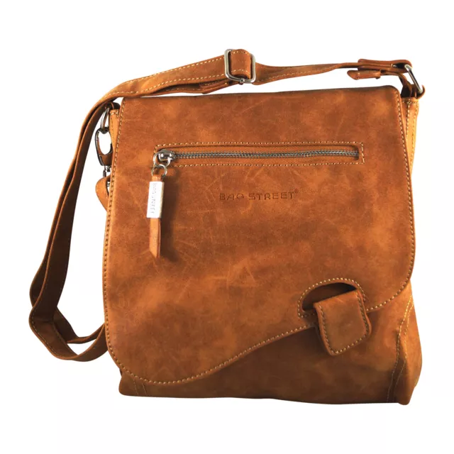 Handtasche Umhängetasche Cross-Over Wildlederimitat Cognac Damen Tasche modisch