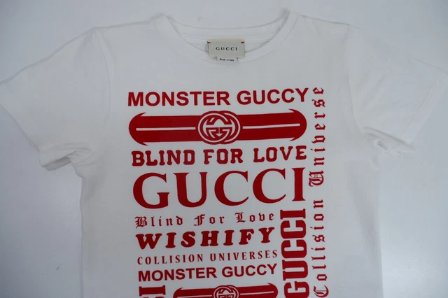 T-shirt ragazzo Gucci età superiore 8 anni stampa logo bianco rosso manica corta 3