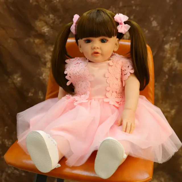 24" Reborn Dolls Realistic Doll Body Vinyl Silicone Newborn Xmas Gift Toddler