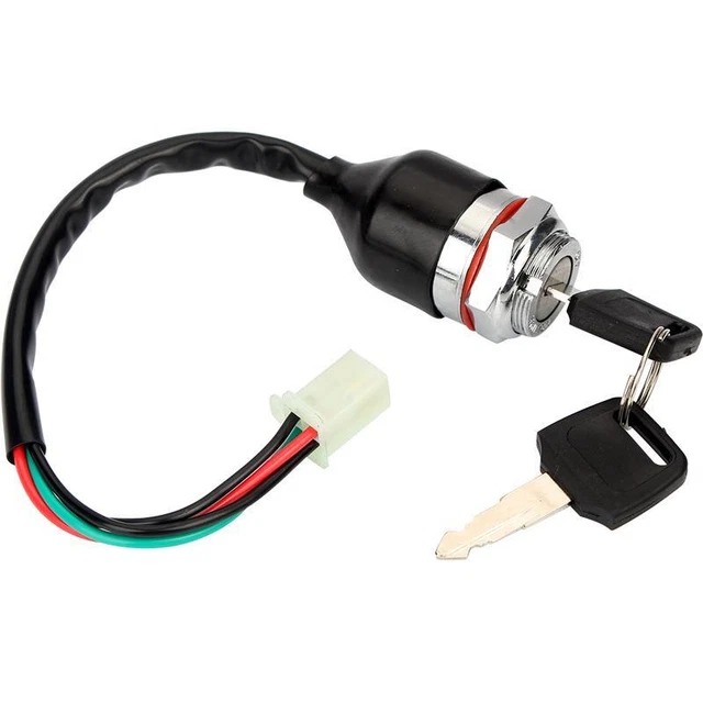 4 Wire 4 Pin Key Ignition Switch Key Starter + 2 Keys On-Off Cylinder Switch Set