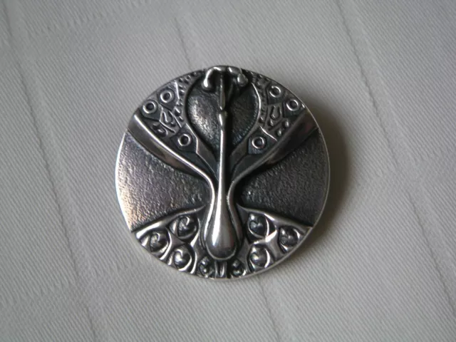 Rare Ola Gorie Scottish Sterling Silver Peacock Brooch